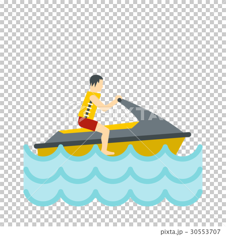 Jet ski rider icon, flat style Jet ski rider icon, flat style 30553707