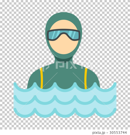 Scuba diver man in diving suit icon, flat style - Stock Illustration ...