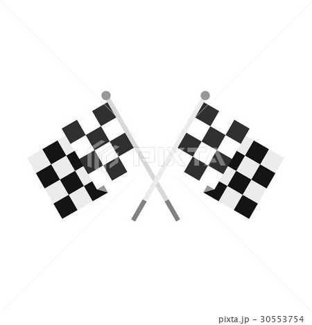 Crossed chequered flags icon, flat style 30553754