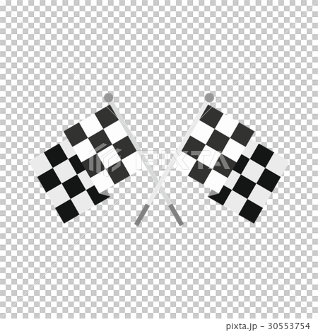 Crossed chequered flags icon, flat style 30553754