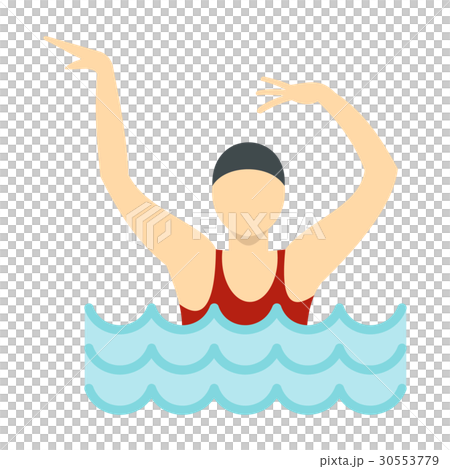 Dancing figure in a swimming pool icon, flat style 30553779