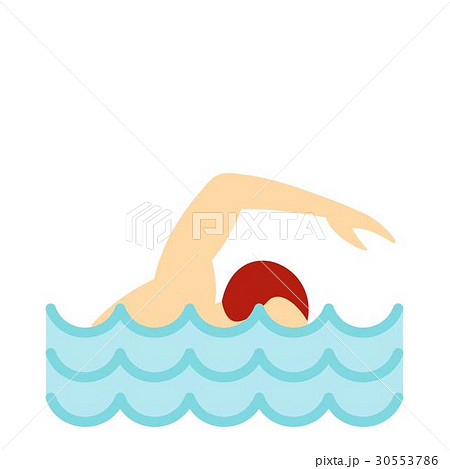 Swimmer Crawling In Pool Icon Flat Styleのイラスト素材