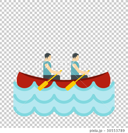 Canoe With Two Athletes Icon Flat Styleのイラスト素材