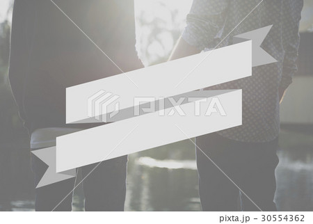 Rectangular Scroll Ribbon Logo Label 30554362