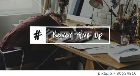 Never give up phrase quote overlay 30554816
