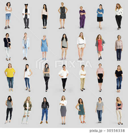 Diversity Women Set Gesture Standing Together Studio Isolated Diversity Women Set Gesture Standing Together Studio Isolated 30556338