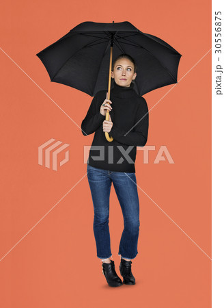 Woman Curious Awareness Umbrella Portrait Concept Woman Curious Awareness Umbrella Portrait Concept 30556875