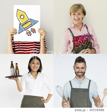 Set of Diversity Startup Small Business People Studio Collage 30556986