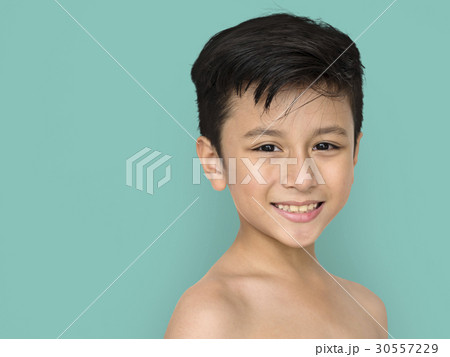 Little Boy Bare Chest Smiling Little Boy Bare Chest Smiling 30557229