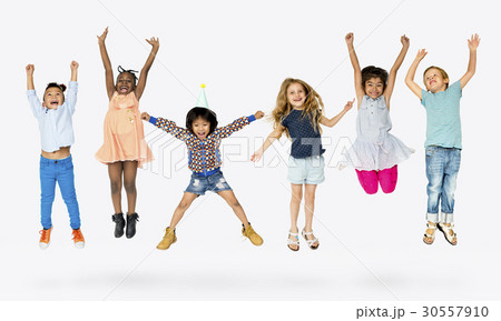 Group of kids celebrate party fun together 30557910