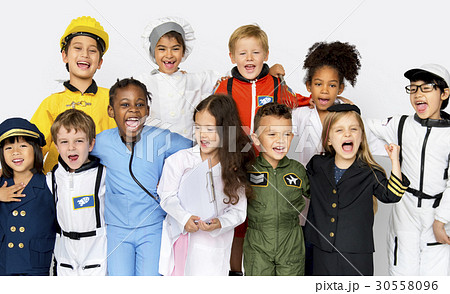 Happiness group of cute and adorable children with dream job Happiness group of cute and adorable children with dream job 30558096