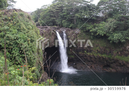レインボー滝 ハワイ島 ヒロ ハワイ アメリカの写真素材