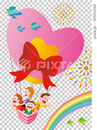 Family trip with balloon, four people family 30561208