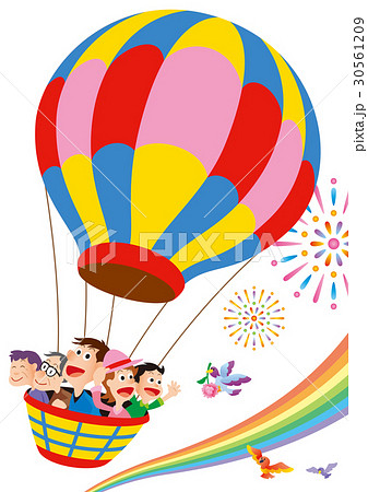 気球で家族旅行、四人家族 30561209