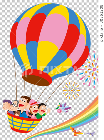 Family trip with balloon, four people family 30561209