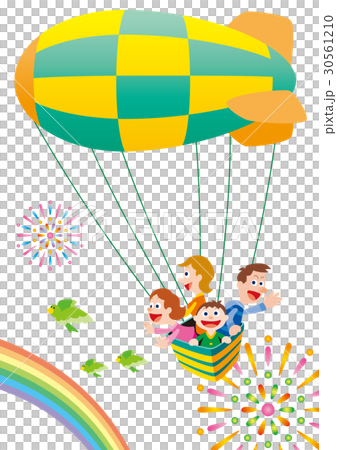 Family trip with balloon, four people family 30561210