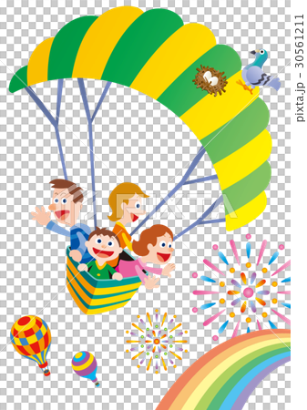 Family trip with balloon, four people family 30561211