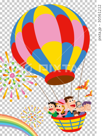 Family trip with balloon, four people family Family trip with balloon, four people family 30561212