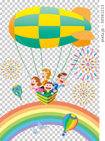 Family trip with balloon, four people family 30561213