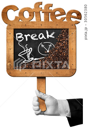 Coffee Break Blackboard With Coffee Beansのイラスト素材