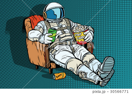Astronaut the audience with beer and popcorn Astronaut the audience with beer and popcorn 30566771