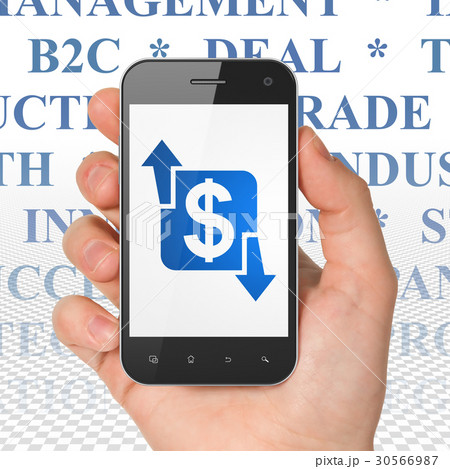 Finance concept: Hand Holding Smartphone with 30566987