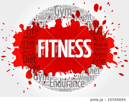 FITNESS circle stamp word cloud 30568684