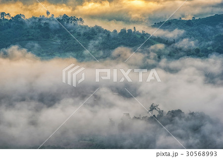 Landscape of Morning Mist with Mountain. 30568993