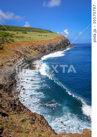 Cliffs on Rano Kau volcano in Easter Island 30570797
