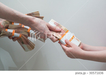 hand with stack of Russian money hand with stack of Russian money 30571836