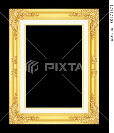 gold picture frame isolated on black background. gold picture frame isolated on black background. 30571871