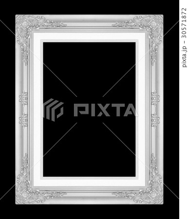 silver picture frame isolated on black background. silver picture frame isolated on black background. 30571872