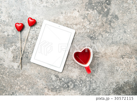 Tablet PC red hearts decoartion tea Valentines Day Tablet PC red hearts decoartion tea Valentines Day 30572115