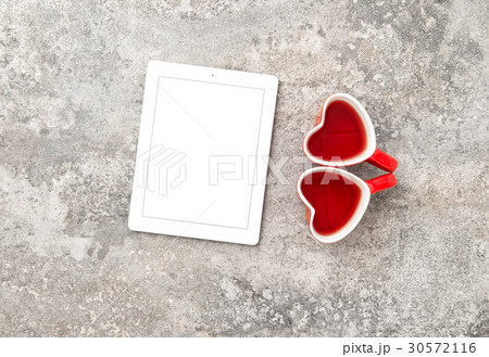 Tablet PC Red Heart Tea Cups Valentines Day Tablet PC Red Heart Tea Cups Valentines Day 30572116