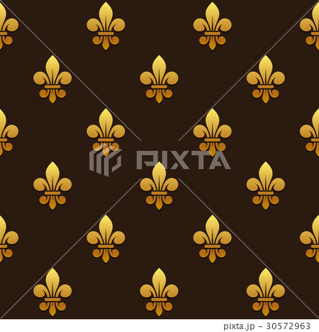 Golden Fleur de lis Seamless Pattern. Vector 30572963
