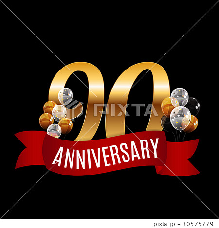 Golden 95 Years Anniversary Template with Red 30575779