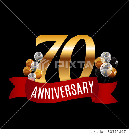 Golden 70 Years Anniversary Template with Red 30575807