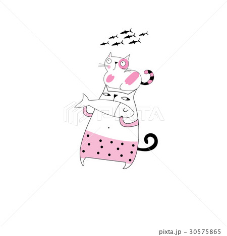 Funny cats and fish isolated Funny cats and fish isolated 30575865