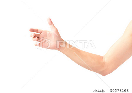 Hand holding something on white background 30578168