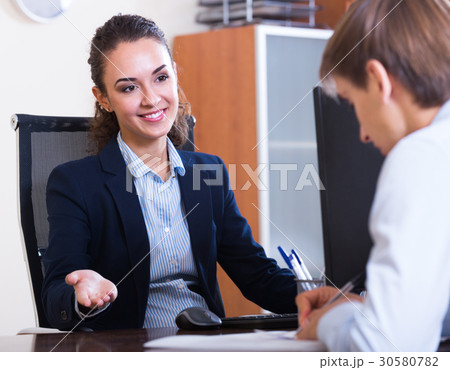 employee having job interview employee having job interview 30580782