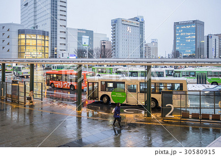 Bus in front of Toyama station Japan 30580915