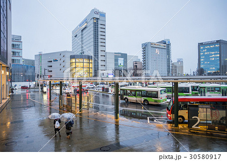 Bus in front of Toyama station Japan 30580917