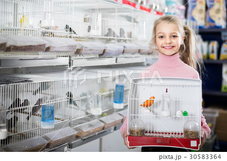 Girl customer purchased purchase of canary bird Girl customer purchased purchase of canary bird 30583364