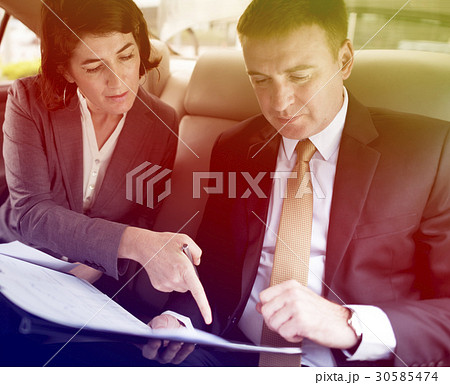 Business people meeting and discussion on backseat of the car 30585474