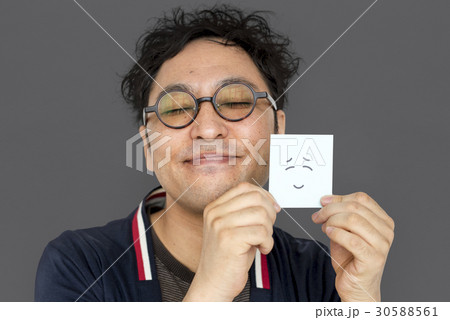 Man Post It Smile Face Expression 30588561