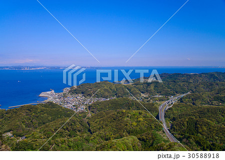 千葉県 鋸山日本寺 山頂展望台からの眺めの写真素材