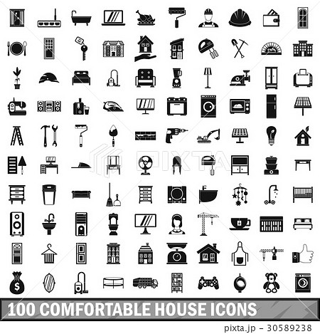 100 comfortable house icons set in simple style 30589238