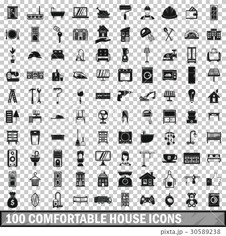 100 comfortable house icons set in simple style 100 comfortable house icons set in simple style 30589238