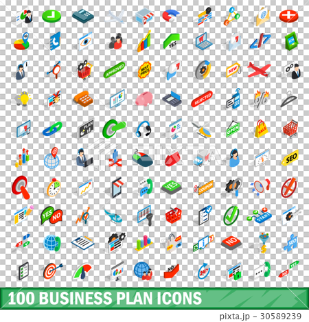100 business plan icons set, isometric 3d style 100 business plan icons set, isometric 3d style 30589239