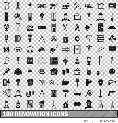 100 renovation icons set in simple style 100 renovation icons set in simple style 30589250